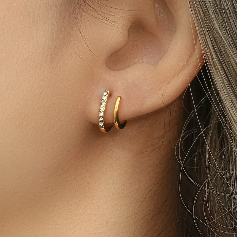 Boucles d'oreilles double créoles