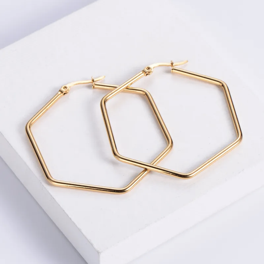 Créoles Hexagonales – Géométrie chic
